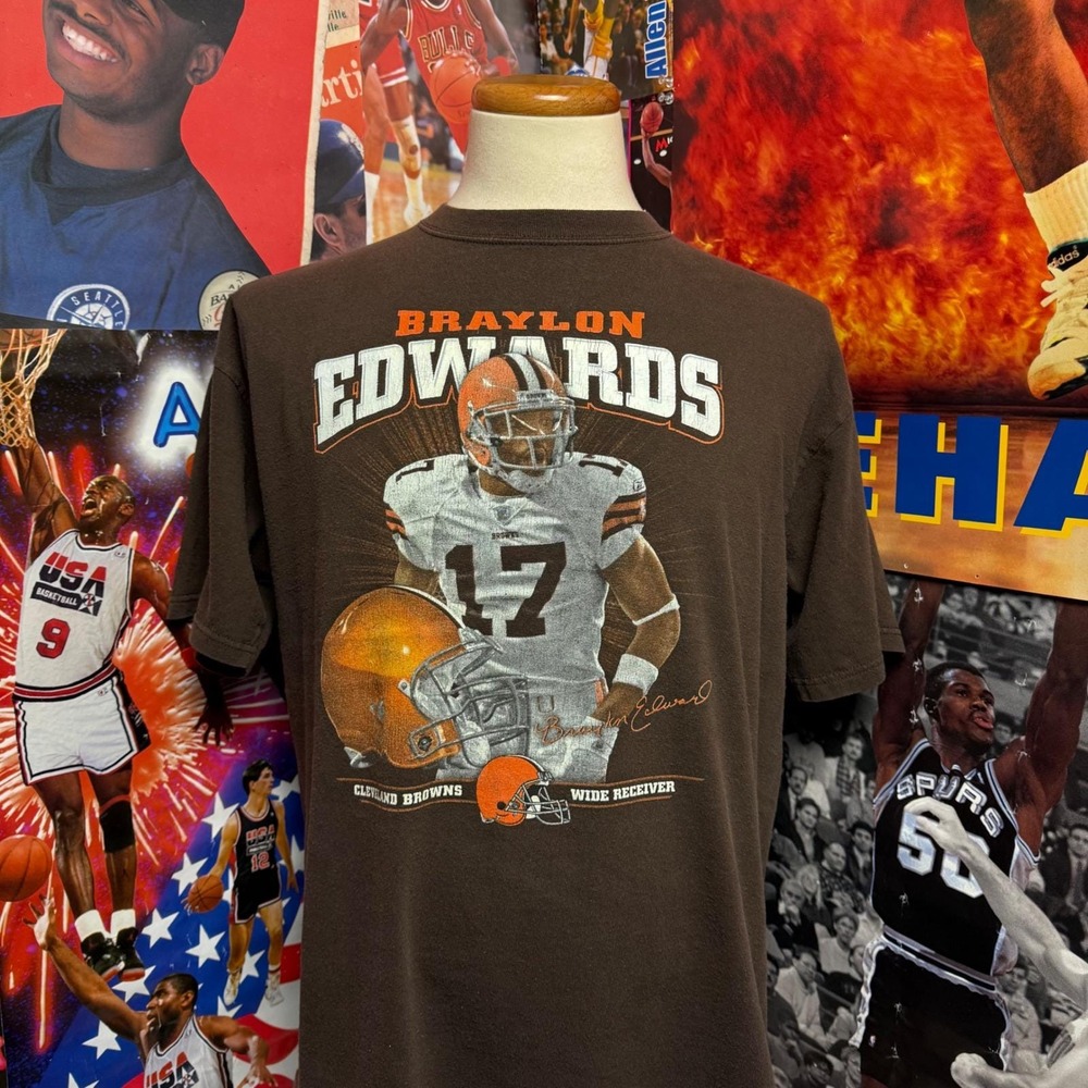Vintage Y2K Cleveland Browns Braylon Edwards‎ NFL Football Tee Sz Large